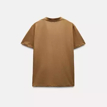 Футболка Zara Cotton With Enzyme Finish, коричневый