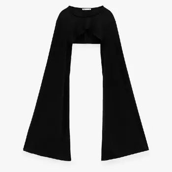Футболка Zara Cropped Long Sleeve, черный