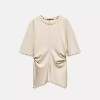 Футболка Zara Draped, бежевый