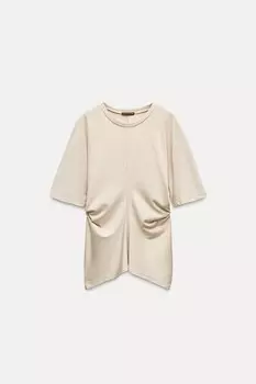 Футболка Zara Draped, бежевый