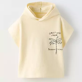Футболка Zara Embroidered Terry, сетло-желтый