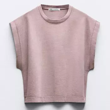 Футболка Zara Faded-Effect Heavy Cotton, розовый