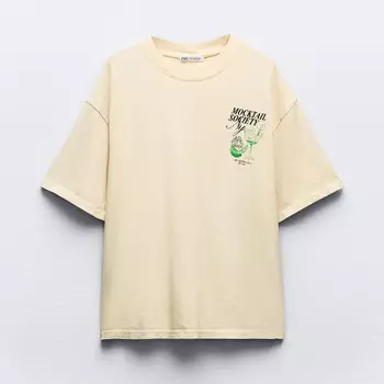 Футболка Zara Faded-effect Print, желтый