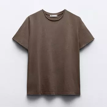 Футболка Zara Faded Short Sleeve, коричневый