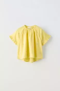 Футболка Zara Floral Beaded, желтый
