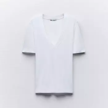 Футболка Zara Flowing V-neck, белый