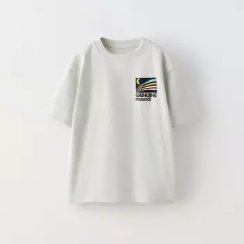 Футболка Zara Genuine Mood Slogan, светло-серый