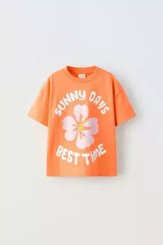 Футболка Zara Heavy Cotton, оранжевый