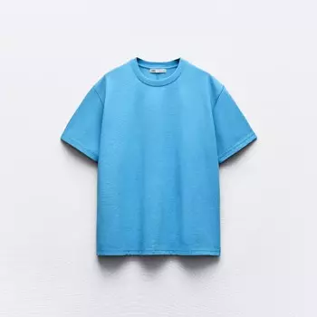 Футболка Zara Heavy Weight Cotton, голубой
