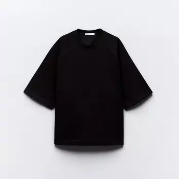 Футболка Zara Interlock Oversize, черный