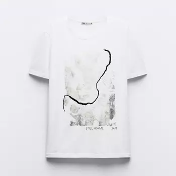 Футболка Zara Metallic, черный/белый