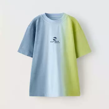Футболка Zara Ombre Slogan, синий/зеленый