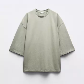 Футболка Zara Oversize Cotton, хаки