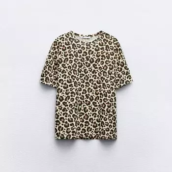 Футболка Zara Printed, леопардовый принт