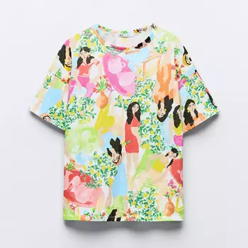 Футболка Zara Printed, разноцветный