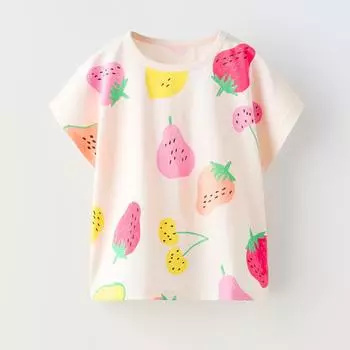 Футболка Zara Printed, светло-розовый/мультиколор