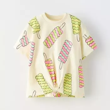 Футболка Zara Printed With Knot, бежевый/мультиколор
