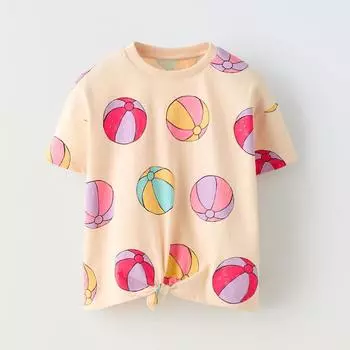 Футболка Zara Printed With Knot, светло-оранжевый