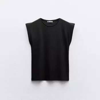 Футболка Zara Ribbed, черный
