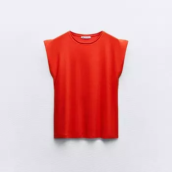 Футболка Zara Ribbed, красный