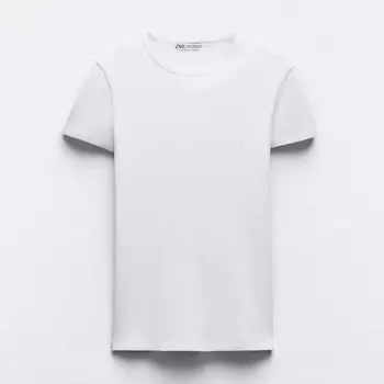 Футболка Zara Ribbed Short Sleeve, белый