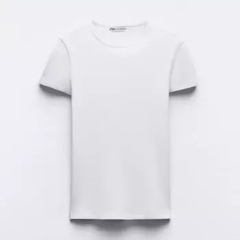 Футболка Zara Ribbed Short Sleeve, белый