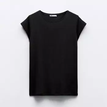 Футболка Zara Short Sleeve Cotton, черный