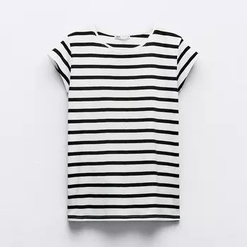 Футболка Zara Short Sleeve Cotton, черный/белый