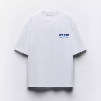 Футболка Zara Slogan And Graphic Print, белый