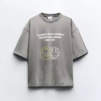 Футболка Zara Smiley Originals, серый