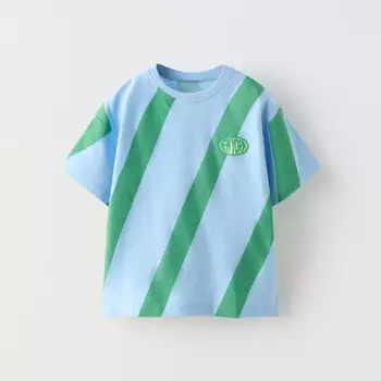 Футболка Zara Striped, голубой