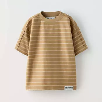 Футболка Zara Striped, коричневый/серо-коричневый
