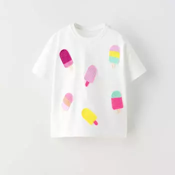 Футболка Zara Summer Camp Crochet Appliqu, белый