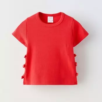 Футболка Zara Summer Camp Cut-out Bows, красный