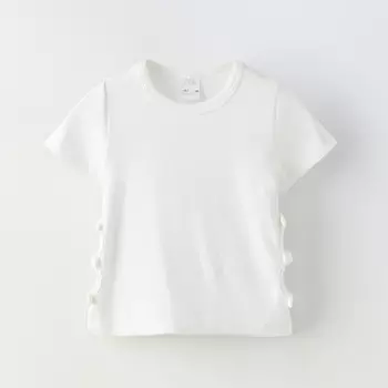 Футболка Zara Summer Camp Cut-out Bows, белый