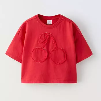 Футболка Zara Summer Camp Frayed Patch, красный