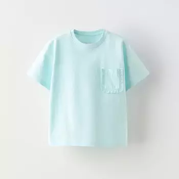 Футболка Zara Summer Camp Plain Pocket, бирюзовый