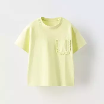 Футболка Zara Summer Camp Plain Pocket, желто-зеленый