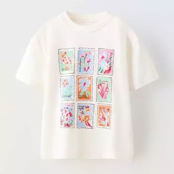 Футболка Zara Summer Camp Printed, белый