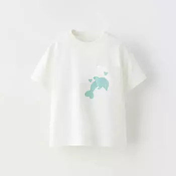 Футболка Zara Summer Camp Printed Pocket, белый