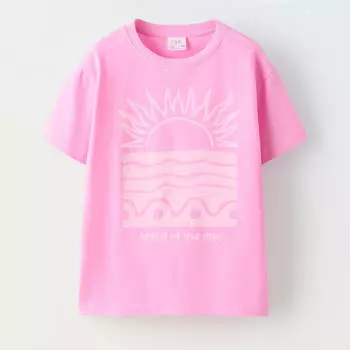 Футболка Zara Summer Camp Printed, розовый