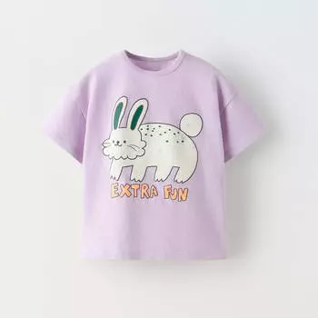 Футболка Zara Summer Camp Rabbit, сиреневый