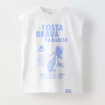 Футболка Zara Summer Camp Sea Print, белый