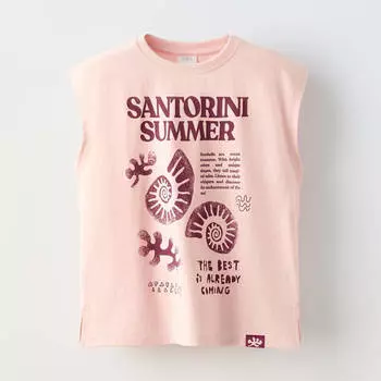 Футболка Zara Summer Camp Sea Print, светло-розовый