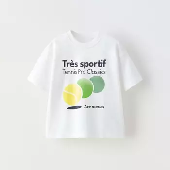 Футболка Zara Tennis Print, белый