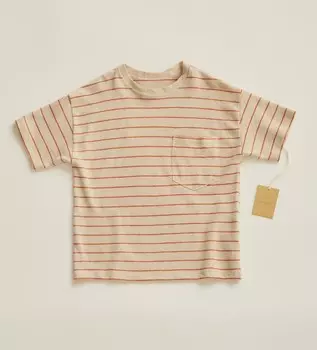 Футболка Zara Timelesz Striped Linen Blend, светло-коричневый
