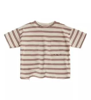 Футболка Zara Timelesz Striped With Pocket, коричневый