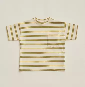 Футболка Zara Timelesz Striped With Pocket, зеленый