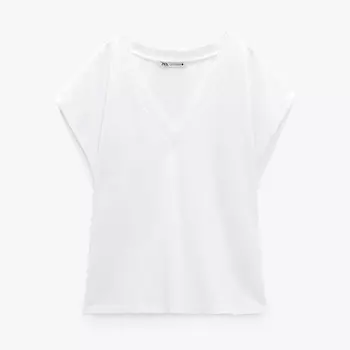 Футболка Zara V-neck, белый