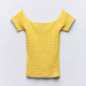 Футболка Zara Voluminous Texture, желтый